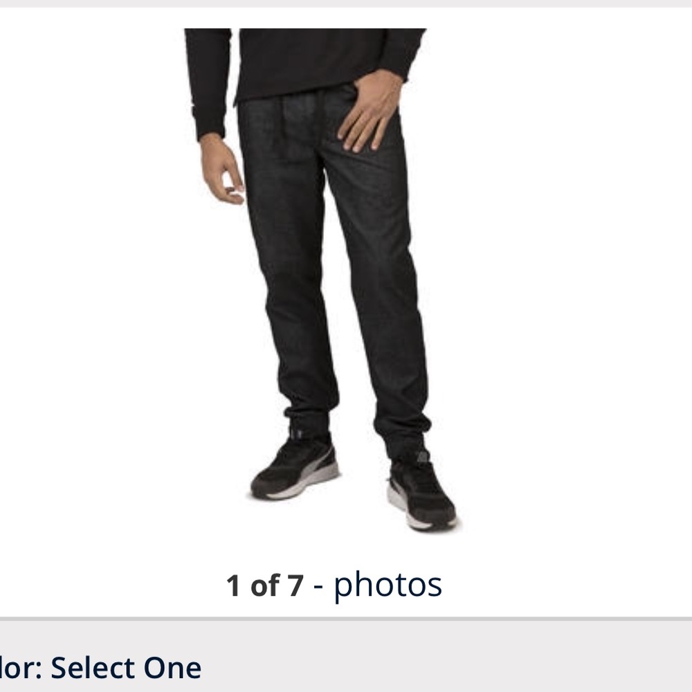 Vibes Men’s indigo jogger jeans.